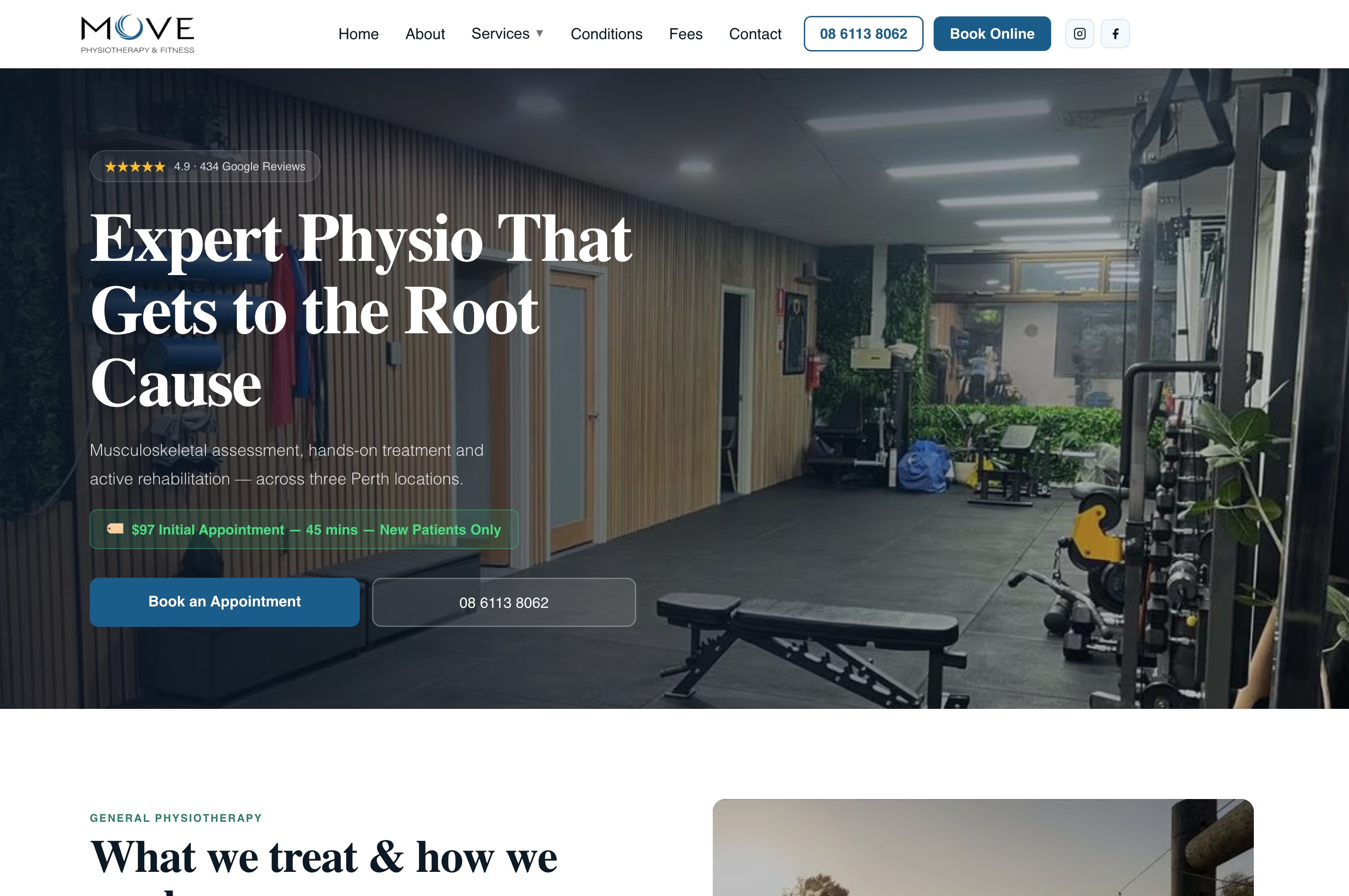 Move Physiotherapy & Fitness website